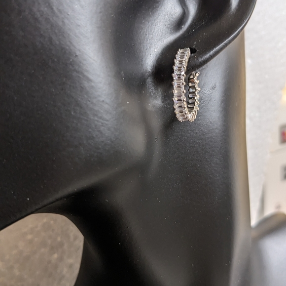 Swarovski Jewelry - Swarovski Crystal Elements Silver Hoop Earrings